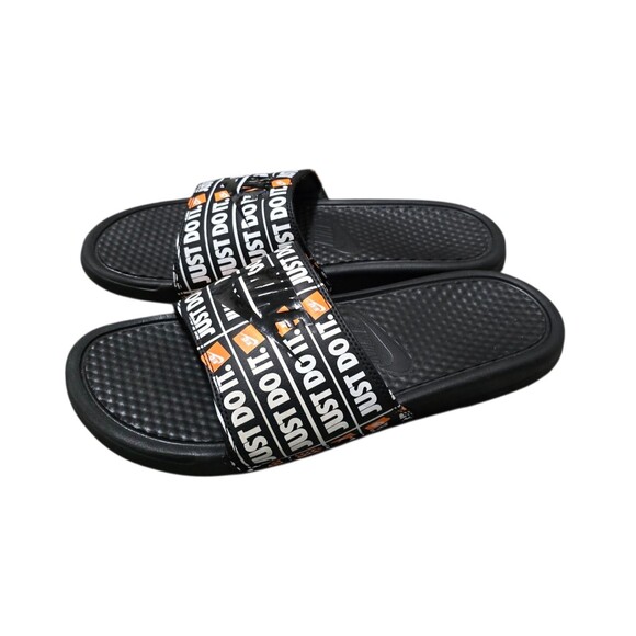 Nike Benassi JDI Print Just Do It Mens Sandals Slides Black White - Picture 4 of 7